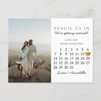 Save the Date Calendar Heart January 2024 Month Postcard