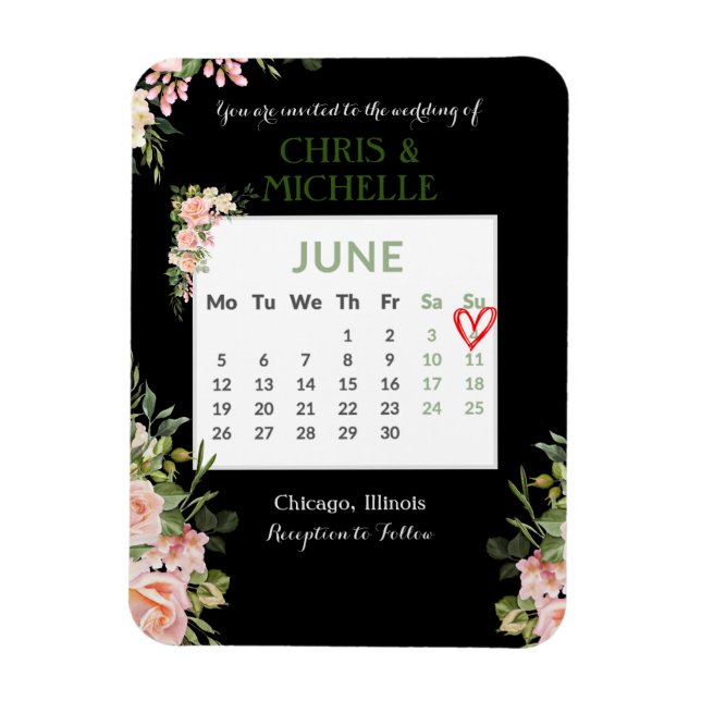 Save the Date Calendar Magnet Custom- June (Vertical)