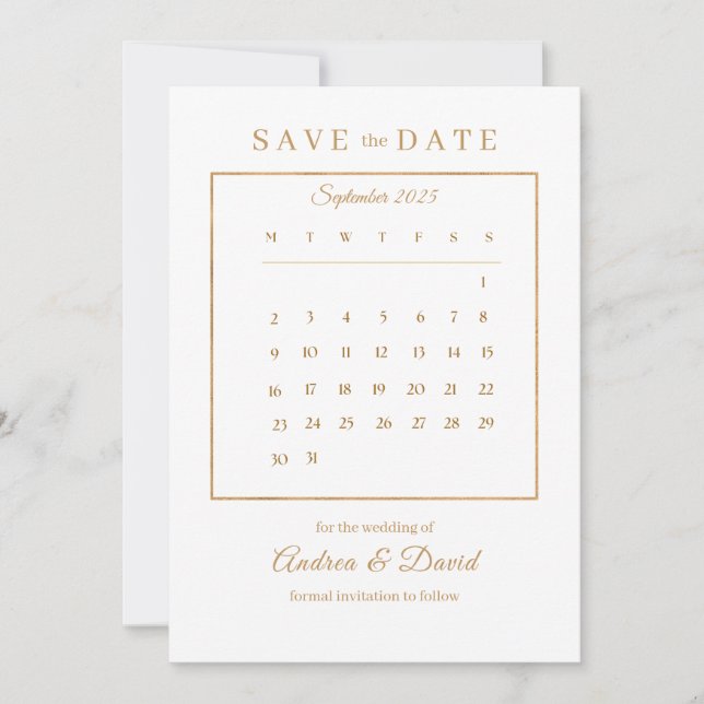 Save The Date Calendar wedding Invitation (Front)