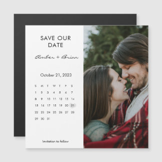 Save the Date Calendar Wedding Photo Magnet