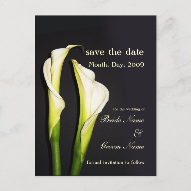 Save the Date, calla lily postcards (Front)