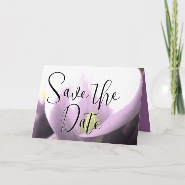 Save the Date Calla Lily Purple Lavender Announcement (Front)