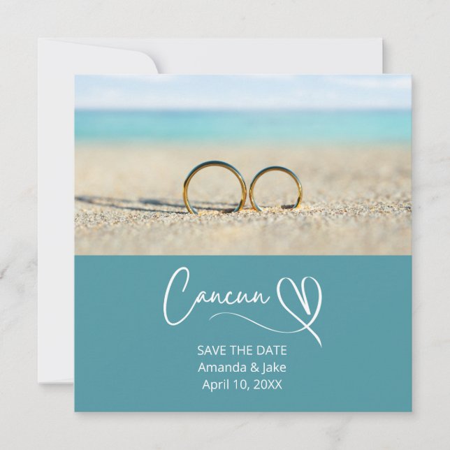 Save the Date Cancun Destination Beach Wedding (Front)