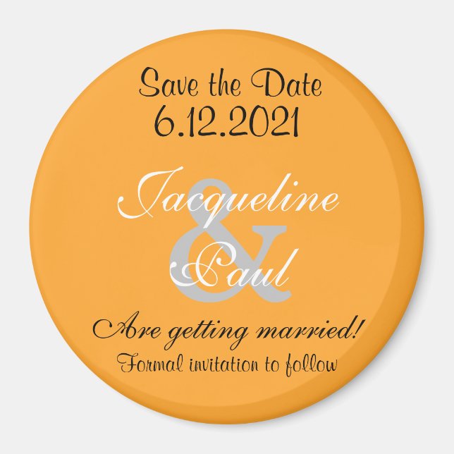 Save the Date Cantaloupe Orange Magnets (Front)
