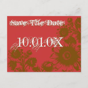 Save The Date Caramel Cafe Floral Goji Berry Red Announcement Postcard