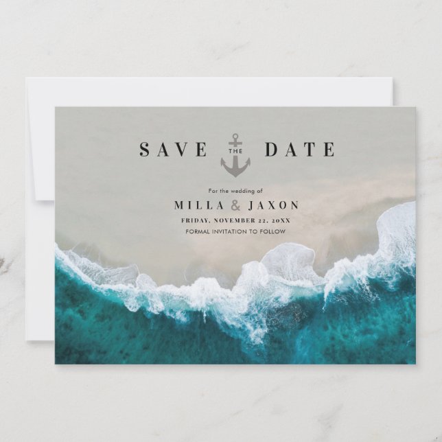 Save the Date Card Beach Summer Nautical Themed (Front)