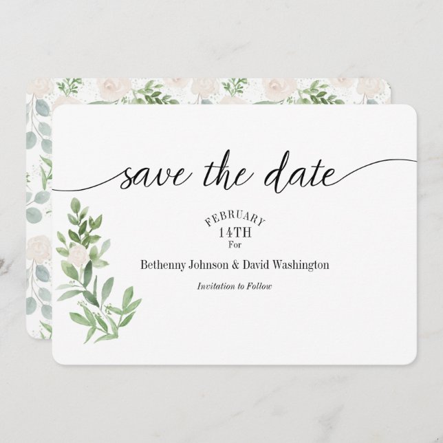 Save the Date Card Blush Watercolor (Front/Back)
