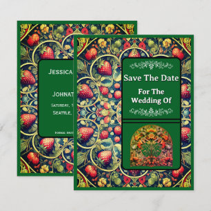 Save The Date Card Strawberry Pattern