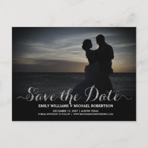 Save the date card with romantic couple