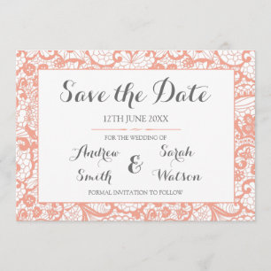 Save the Date cards , Coral Lace Design