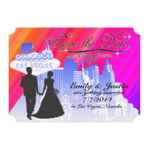 SAVE THE DATE CARDS WITH VIEW OF LAS VEGAS, NEVADA
