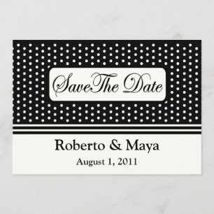 Save The Date Centred With Dots & Stripes Card