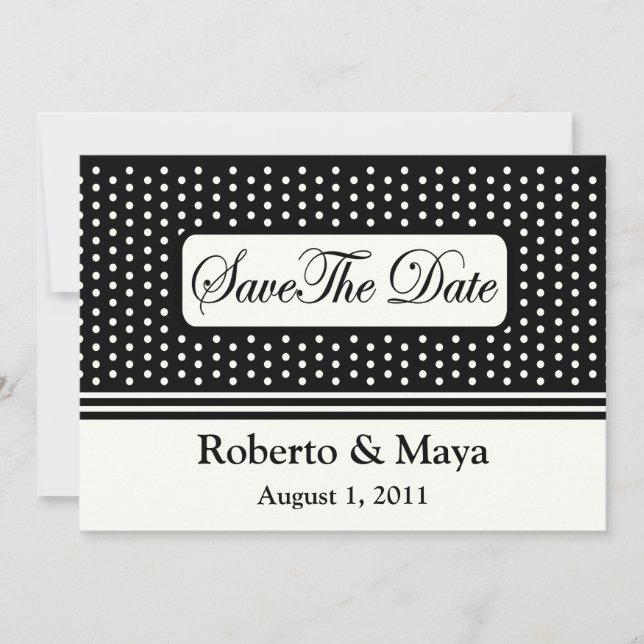 Save The Date Centred With Dots & Stripes Card (Front)