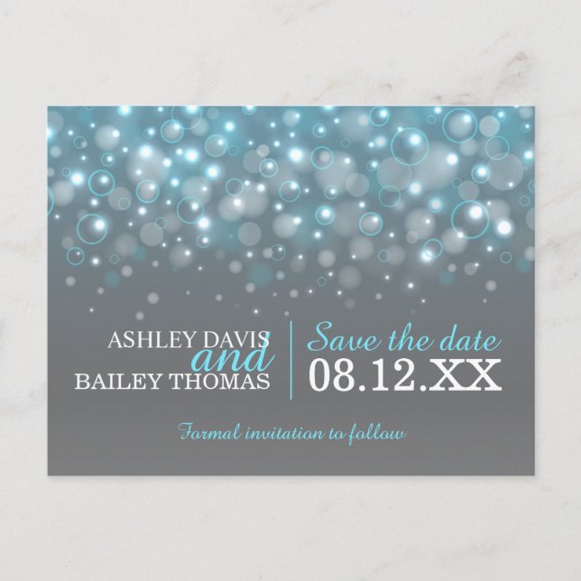 Save the date champagne bubbles wedding postcard (Front)