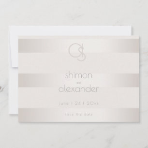 Save the Date   Champagne Shimmer Stripe Monogram