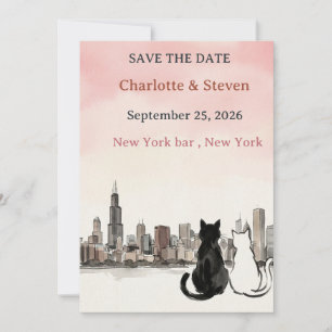 Save The Date – Charlotte & Steven – New York Bar Invitation