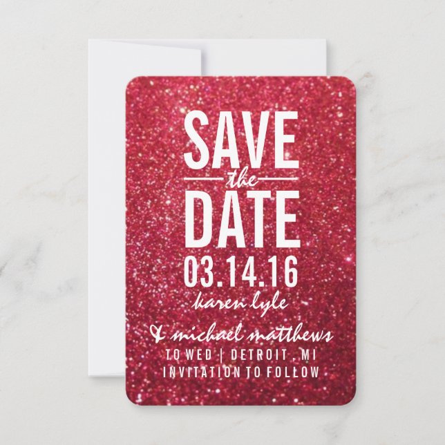Save the Date | Cherry Glitter Fab (Front)