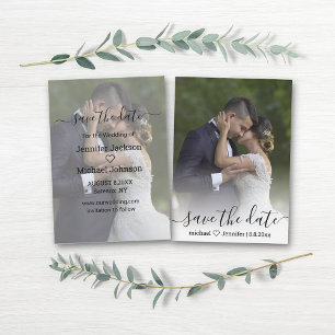 save the date chic calligraphy wedding photo card