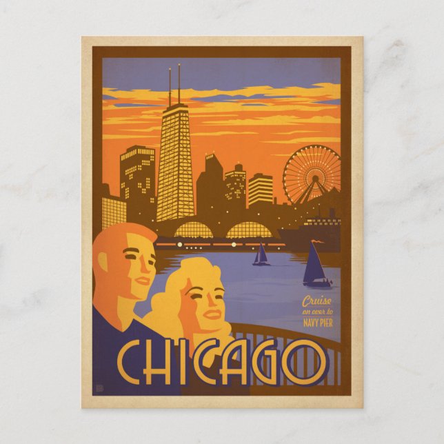 Save the Date | Chicago, IL - Navy Pier Announcement Postcard (Front)