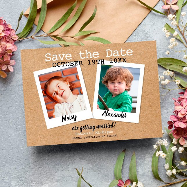 Save the Date Childhood Photos Fun Rustic Boho Invitation (Creator Uploaded)
