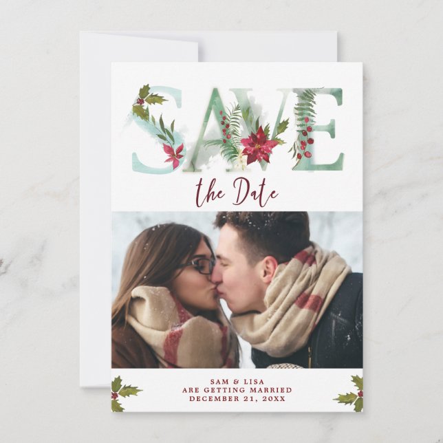 save the date christmas holiday photo card (Front)