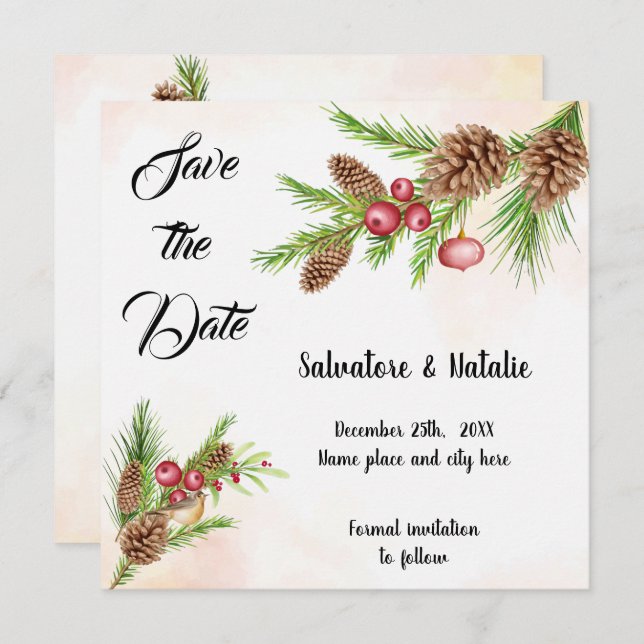 Save the Date Christmas Invitation (Front/Back)