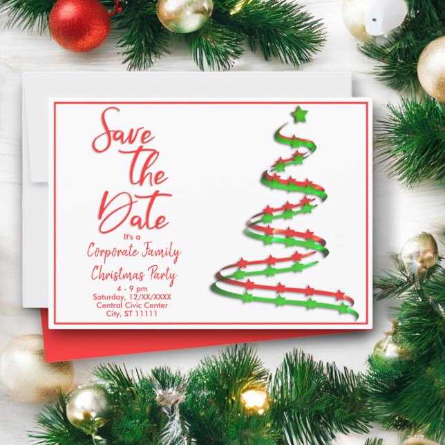 Save The Date Christmas Party Contemporary Tree Announcement (Creator Uploaded)