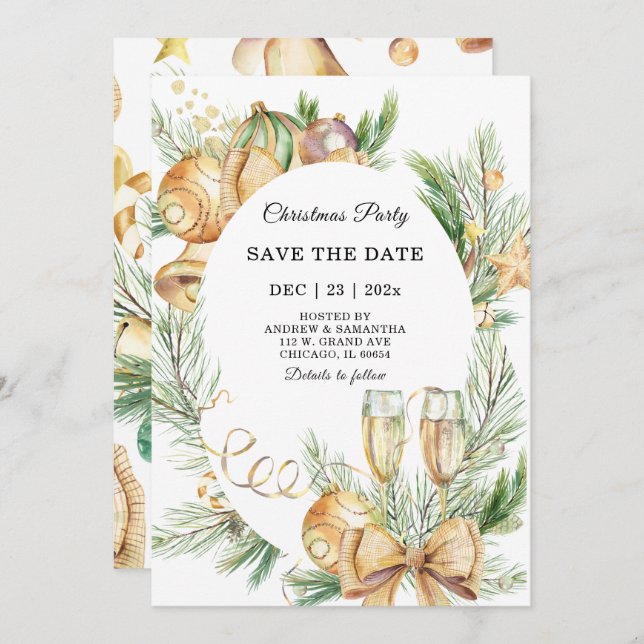 Save The Date Christmas Party Invitation (Front/Back)
