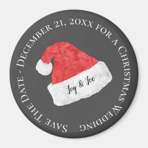 Save the Date/Christmas Wedding/ Santa Hat Magnet