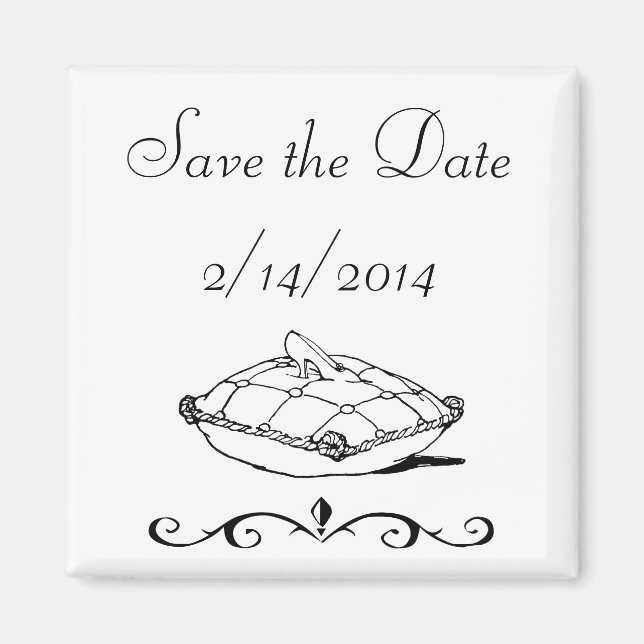 Save the Date Cinderella Slipper Fairytale Art Magnet (Front)