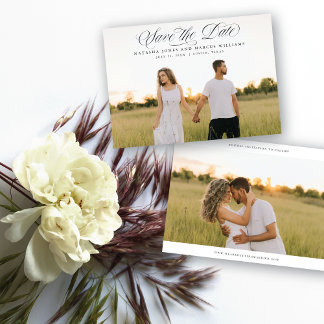 Save The Date Classic Script Full Bleed Wedding Announcement