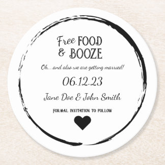 Save the Date Coaster - Free Food & Booze