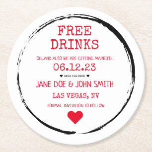 Save the Date Coaster (Red) 