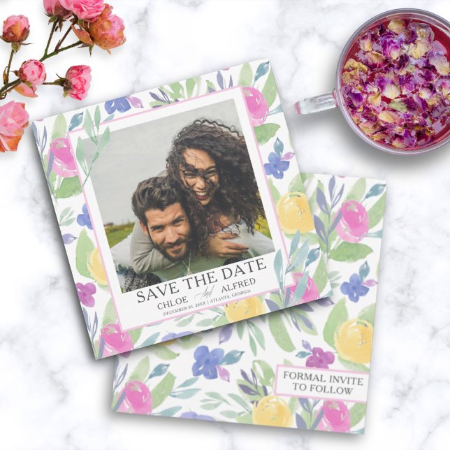 Save the Date  Colourful Watercolor Floral Wedding (Creator Uploaded)