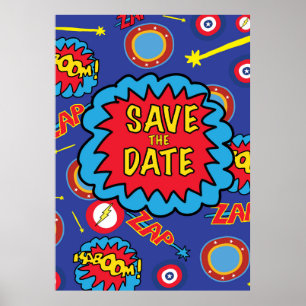 Save the Date Comic Heroes Poster