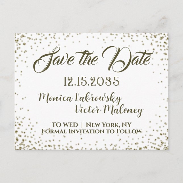Save the Date | Confetti Announcement Postcard (Front)