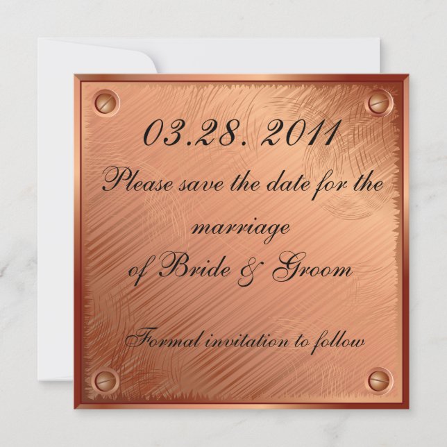 Save the date copper plate card (Front)
