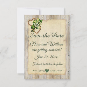 Save The Date, Country, Greyed Wood, Lily & Hearts