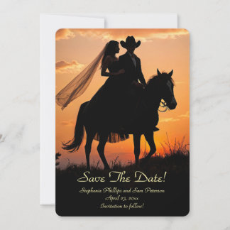 Save the Date Country Western Cowboy Cowgirl Invitation