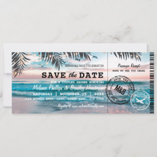 Save the Date Couples Shower Tropical Beach