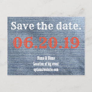 Save the date. Cowboy Denim Announcement Postcard