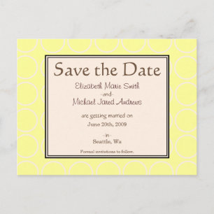 Save the Date Cream Circles Yellow Postcard