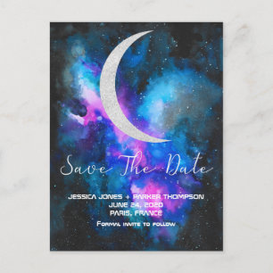 Save the Date Cresent Moon Watercolors Postcard