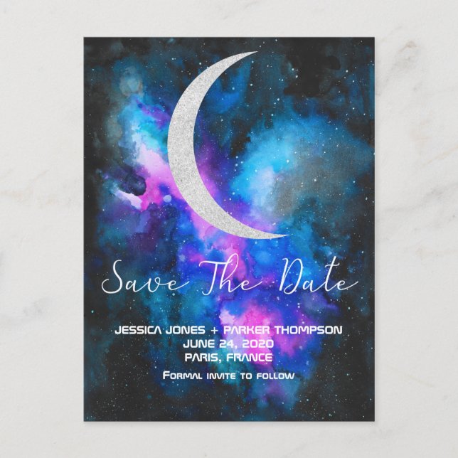 Save the Date | Cresent Moon Watercolors Postcard (Front)