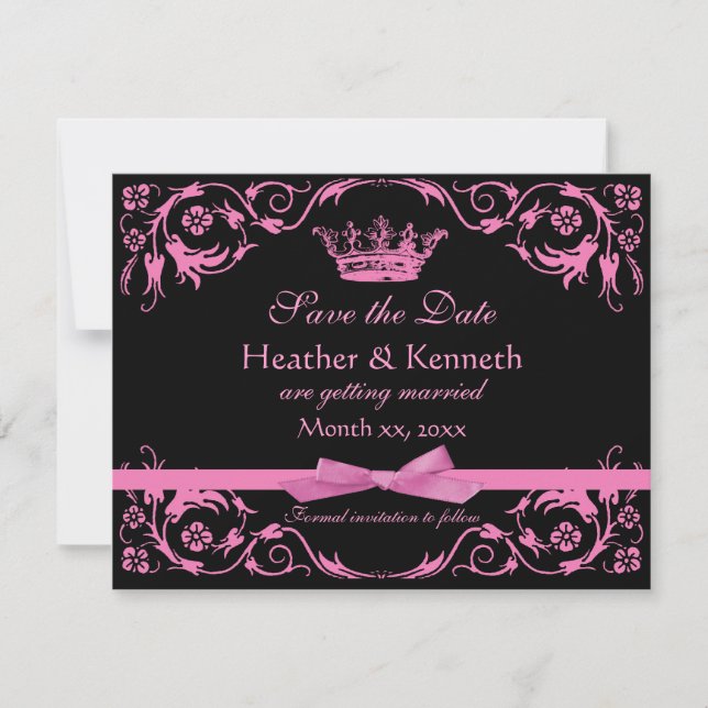 Save the Date Crown Pink (Front)