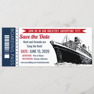 Save the Date Cruise Boarding Pass Invitation