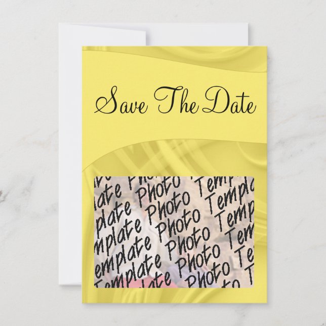 "Save the Date" Curls Over Yellow Save The Date (Front)