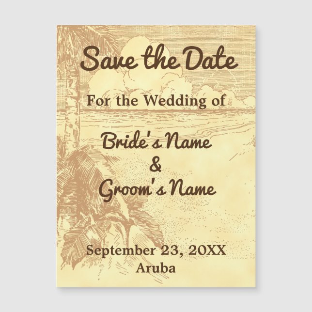 Save the Date Custom Beach Wedding Magnet Card (Front)