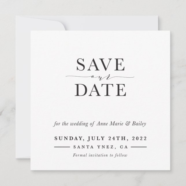 SAVE THE DATE custom design Anne Marie & Bailey Invitation (Front)