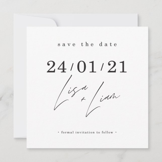 SAVE THE DATE custom design for Lisa + Liam Invitation (Front)